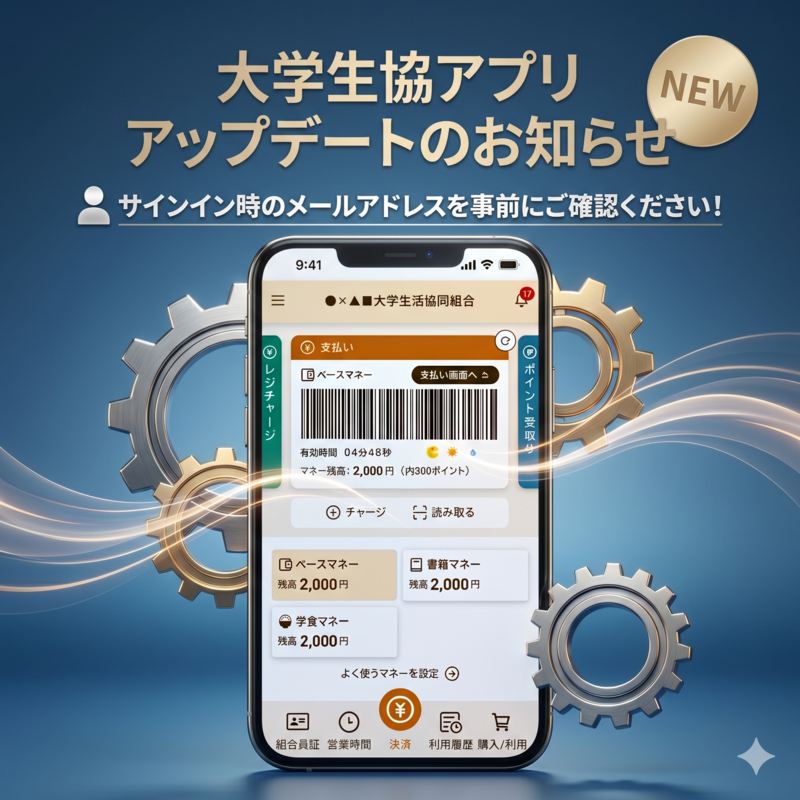 大学生協アプリ アップデートのお知らせ