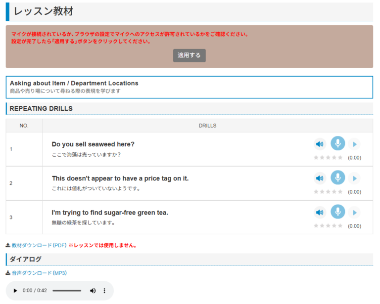 海外の講師とのレッスン