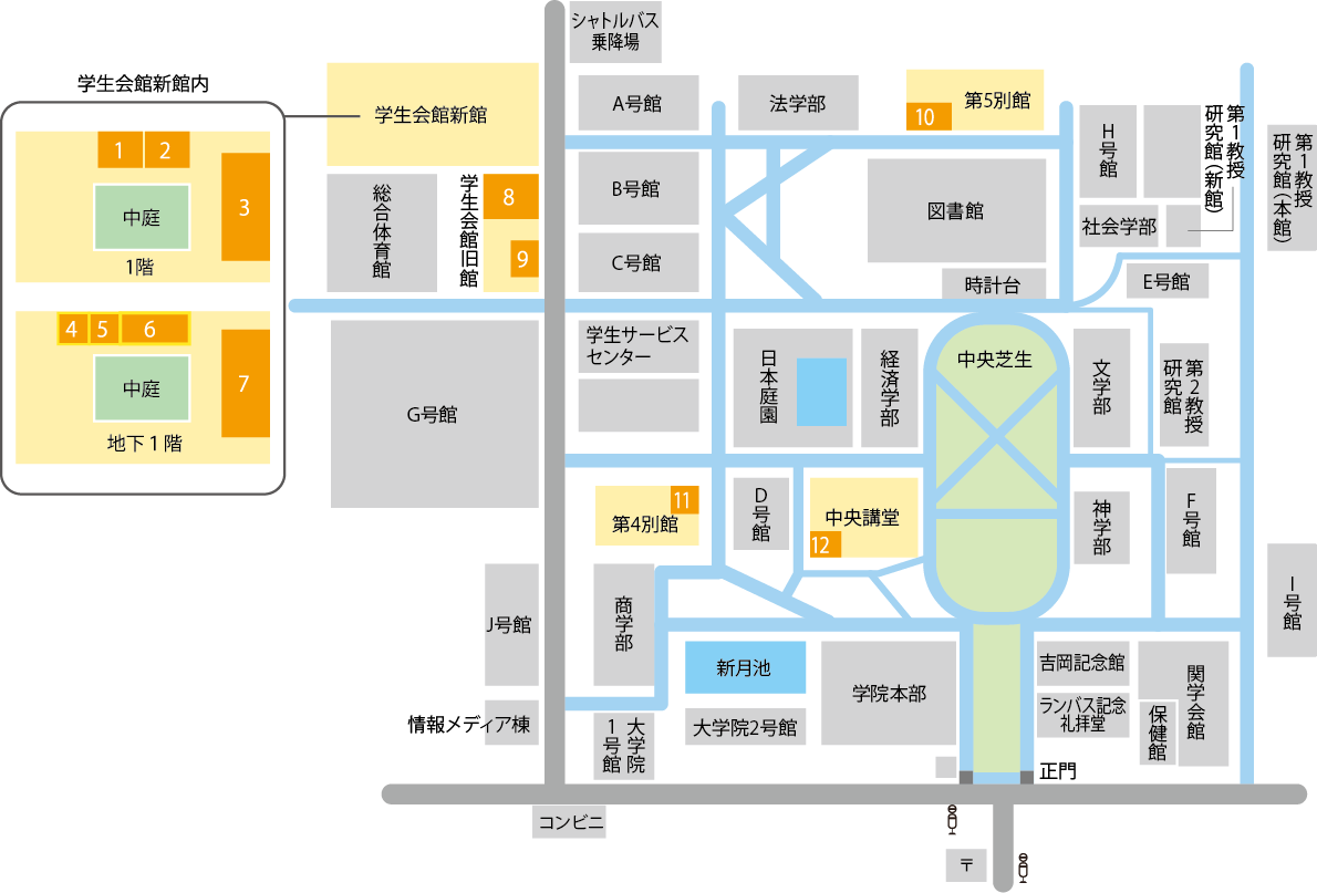 西宮上ケ原キャンパス生協店舗所在図
